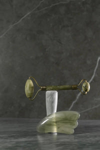 Kit de Jade para Masaje Facial – Rodillo + Gua Sha